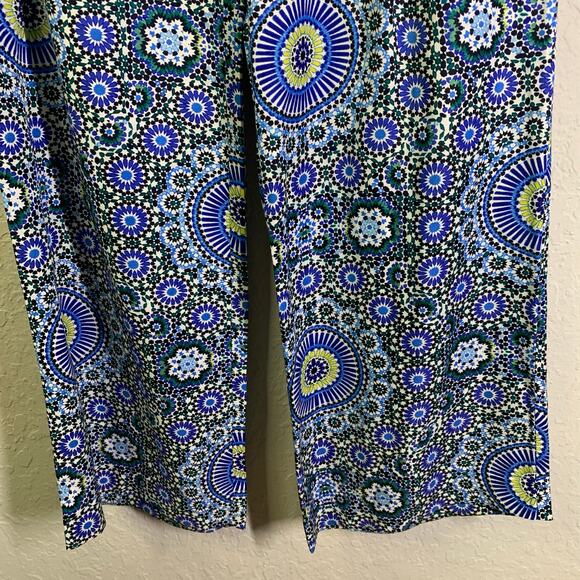 BANANA REPUBLIC Pants 10 Boho‎ Wide Leg Waist Tie Belt Geometric Pattern Pockets - Picture 7 of 14